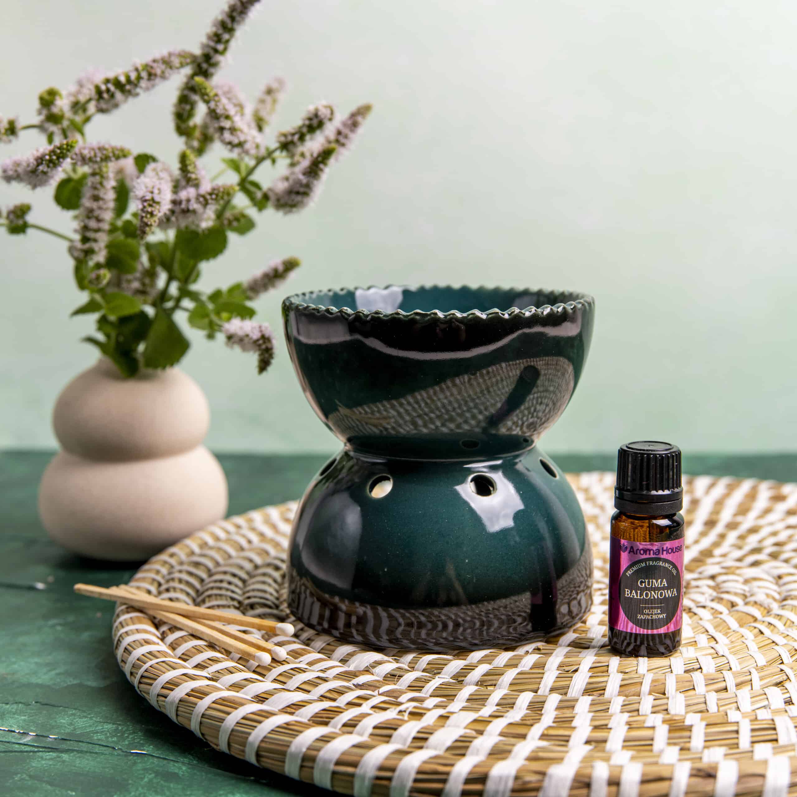 Kominek ceramiczny butelkowa zieleń głęboki image 0