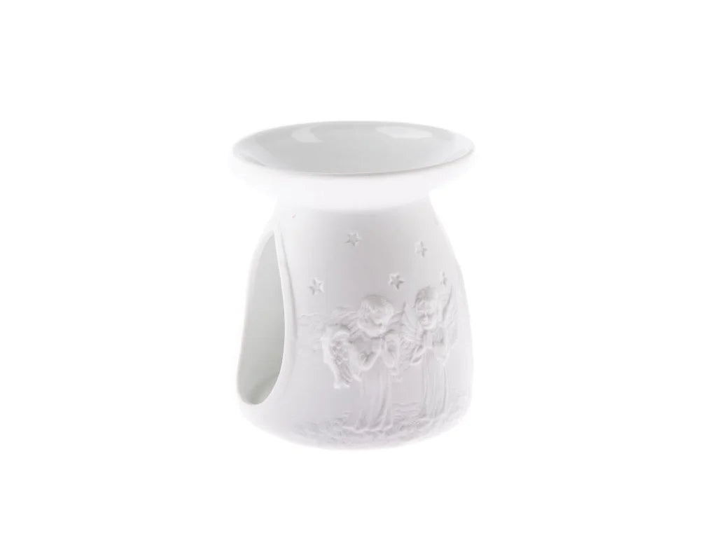 Biały ceramiczny kominek zapachowy z aniołkami