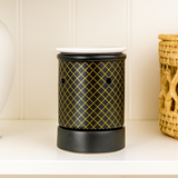 Kominek ceramiczny - Czarny ze Złotą Kratą
