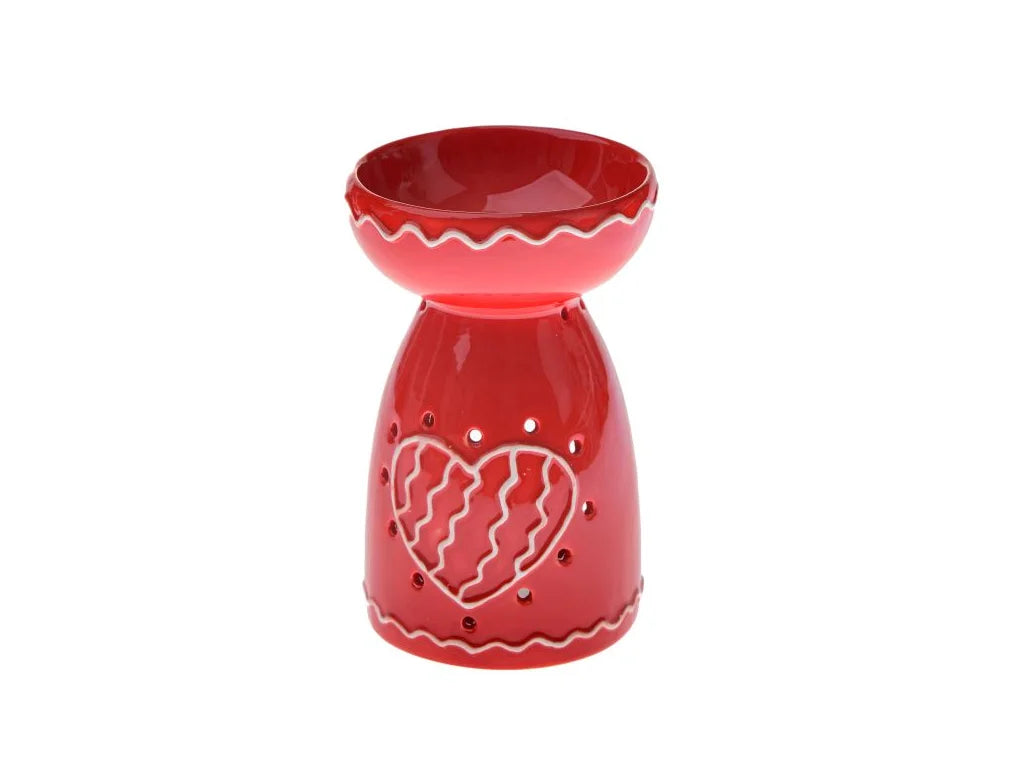 Kominek ceramiczny Czerwone Serce, wysokość 15 cm