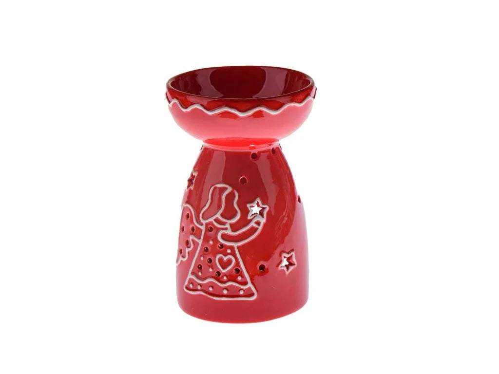 Kominek ceramiczny Czerwony Anioł, wysokość 15 cm