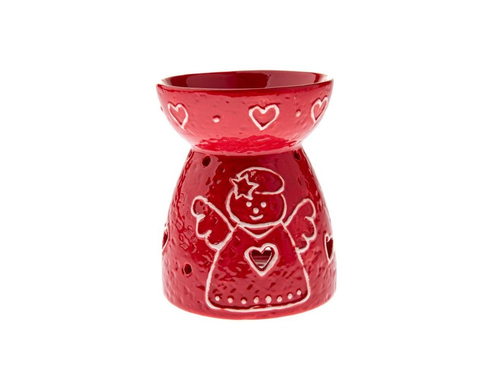 Czerwony ceramiczny kominek zapachowy Aniołek, wysokość 9 cm